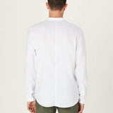 The All Day Shirt Linen Collarless || White | Linen