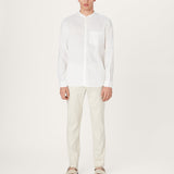 The All Day Shirt Linen Collarless || Off White | Linen