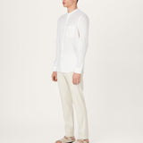 The All Day Shirt Linen Collarless || Off White | Linen