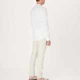 The All Day Shirt Linen Collarless || Off White | Linen