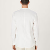 The All Day Shirt Linen Collarless || Off White | Linen